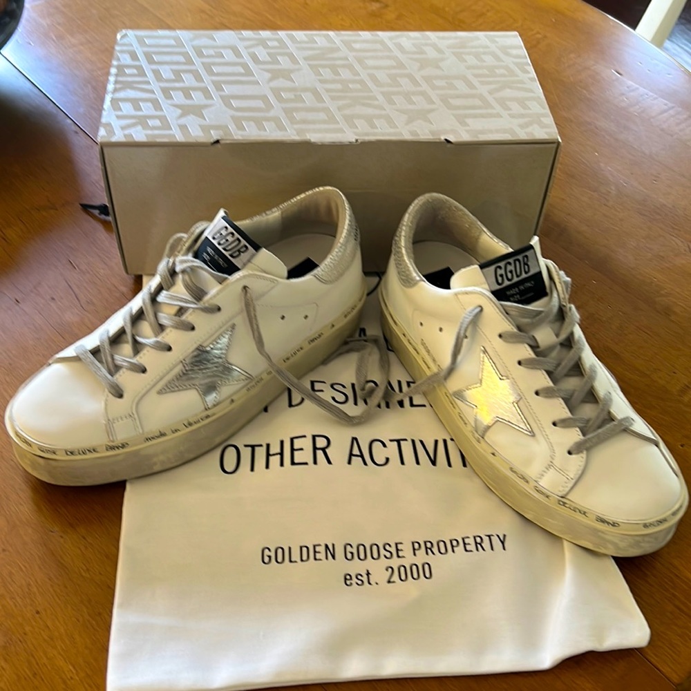 Golden Goose Hi Star sneakers. Worn twice, practically new with box and bag!